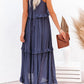 Ruffled Sleeveless Maxi Dress with Pockets