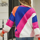 Color Block Round Neck Long Sleeve Sweater