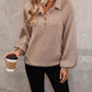 Collared Neck Buttoned Sweatshirt with Pocket