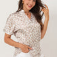 Printed Notched Neck Short Sleeve Top