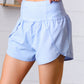 Blue High Waist Zipper Back Pocket Running Shorts