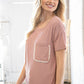 Rose Loose Fit Rib Knit Lace Edge Front Pocket Top
