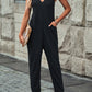 Spaghetti Strap Deep V Jumpsuit with Pockets