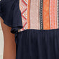 Contrast Print Butterfly Sleeve Top
