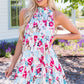 Floral Mock Neck Sleeveless Tiered Dress