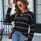 Striped Round Neck Long Sleeve Sweater