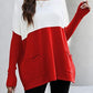 Two Tone Pullover Sweater with Pockets