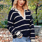 Striped Collared Long Sleeve Sweater