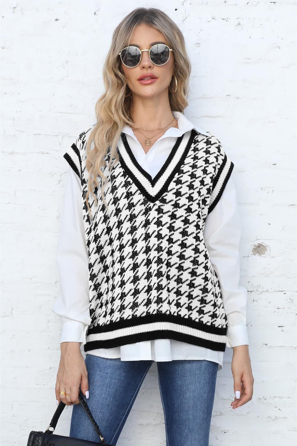 Ribbed V-Neck Sleeveless Sweater