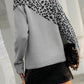 Leopard Mock Neck Dropped Shoulder Sweater