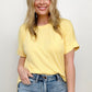 Zenana Cuffed Sleeve Side Slit High-Low Hem T-Shirt