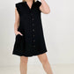 Cozy Co Refreshing V-Neck Button Down Mini Dress with Ruffle Sleeves