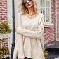 V-Neck Slit Exposed Seam Sweater