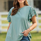 Plus Size Butterfly Sleeve Round Neck Top