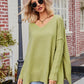 V-Neck Slit Exposed Seam Sweater