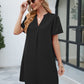 Notched Puff Sleeve Shift Dress