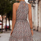 Floral Frill Trim Keyhole Sleeveless Dress