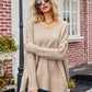 V-Neck Slit Exposed Seam Sweater