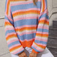 Striped Round Neck Dropped Shoulder Sweater