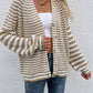 Striped V-Neck Button-Down Cardigan