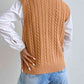 Cable-Knit V-Neck Sleeveless Sweater Vest