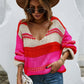 Color Block Scoop Neck Dropped Shoulder Sweater