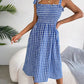 Frill Plaid Square Neck Midi Dress