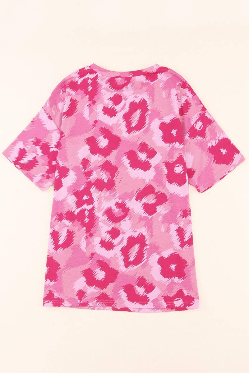 Leopard Print Half Sleeve Oversized T Shirt
