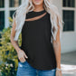 Ribbed Round Neck Cutout Top