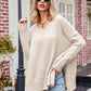 V-Neck Slit Exposed Seam Sweater