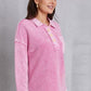 Quarter Button Dropped Shoulder Sweatshirt