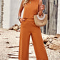 Buttoned Round Neck Tank and Wide Leg Pants Set