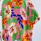 Floral Print V-Neck Short Raglan Sleeve Blouse