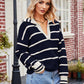 Striped Johnny Collar Sweater