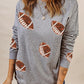 Sequin Rugby Graphic Dropped Shoulder Sweatshirt