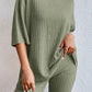 Round Neck Ribbed Top and Shorts Lounge Set