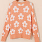 Flower Round Neck Dropped Shoulder Sweater