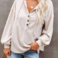 Buttoned Drop Shoulder Hoodie