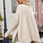 V-Neck Dropped Shoulder Ribbed Long Sleeve Sweater