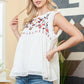 Floral Embroidered Swiss Dot Babydoll Blouse