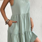 Tie-Shoulder Tiered Dress with Pockets