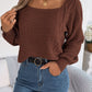 Square Neck Mixed Knit Sweater