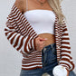 Striped V-Neck Button-Down Cardigan