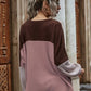 Color Block Waffle-Knit Long Sleeve Top