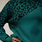 Leopard Mock Neck Dropped Shoulder Sweater