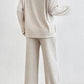 Ribbed Half Button Knit Top and Pants Set