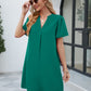 Notched Puff Sleeve Shift Dress