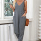 Spaghetti Strap Deep V Jumpsuit with Pockets