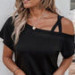 Crisscross Asymmetrical Neck Short Sleeve Top