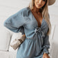 Tied Flounce Sleeve Plunge Romper